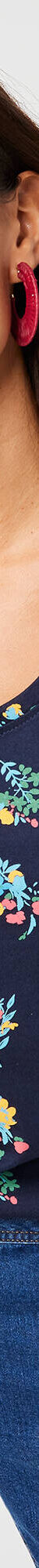 Topje in katoen met brede bandjes, bloemenprint (marine) Topje in katoen met brede bandjes, bloemenprint (marine)